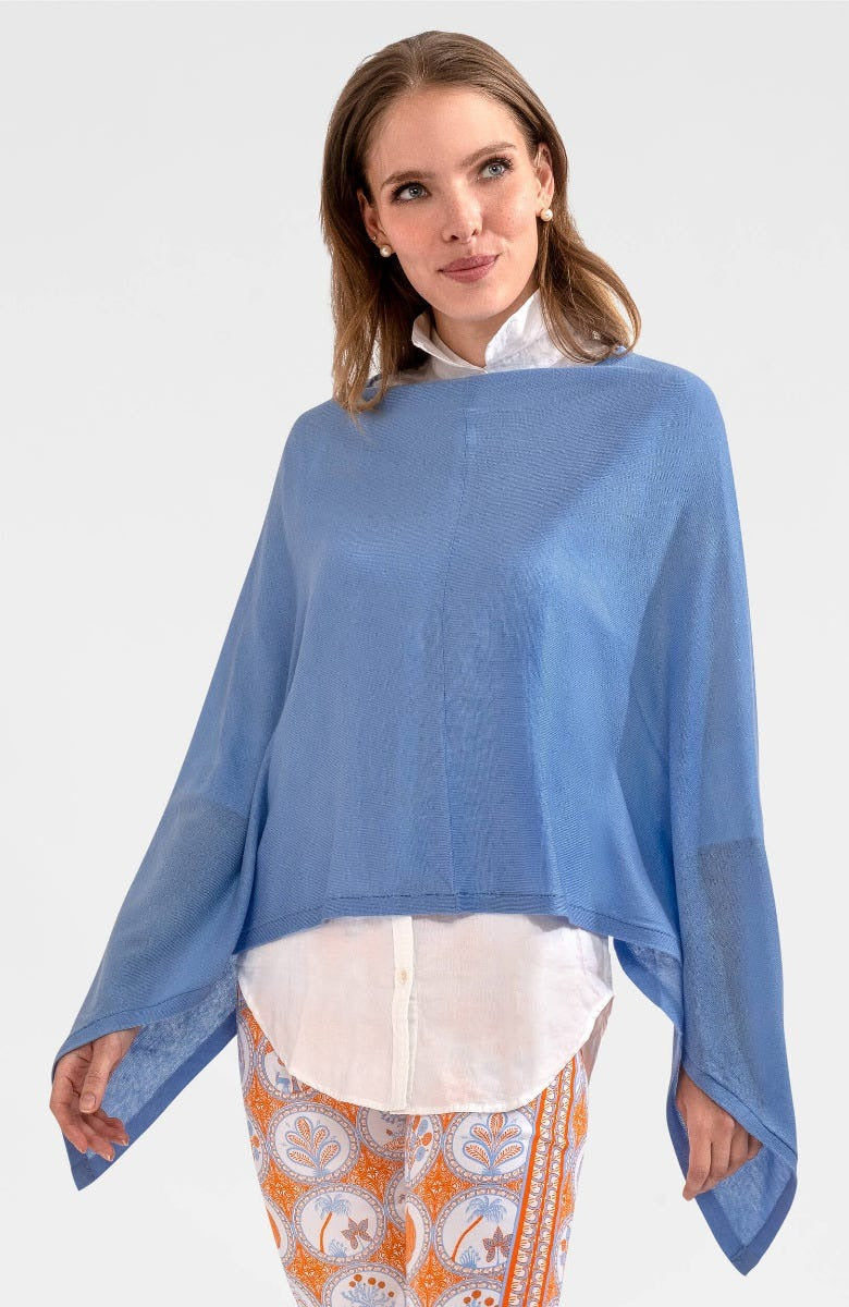 Cashmere-Like Poncho Periwinkle One Size