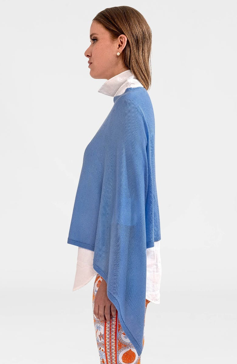 Cashmere-Like Poncho Periwinkle One Size