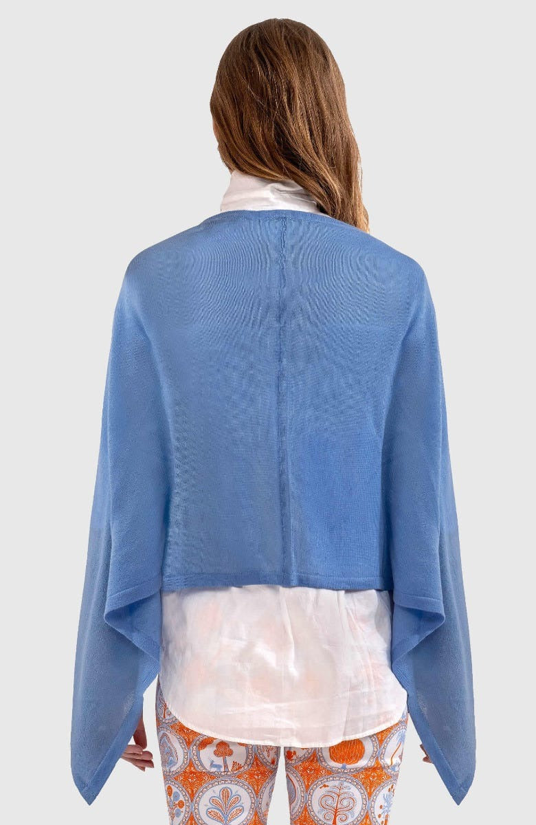 Cashmere-Like Poncho Periwinkle One Size