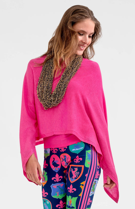 Cashmere-Like Poncho Pink One Size