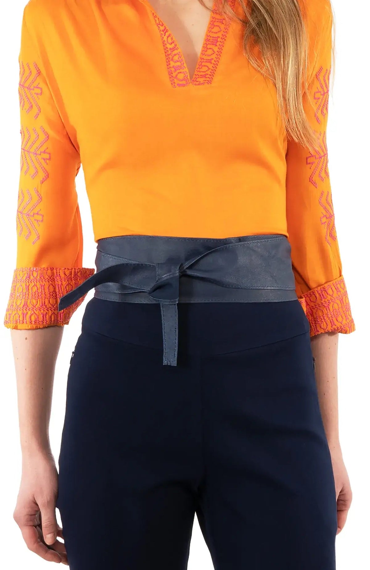 Adjustable Obi Leather Wrap Around Belt - Gretchen Scott