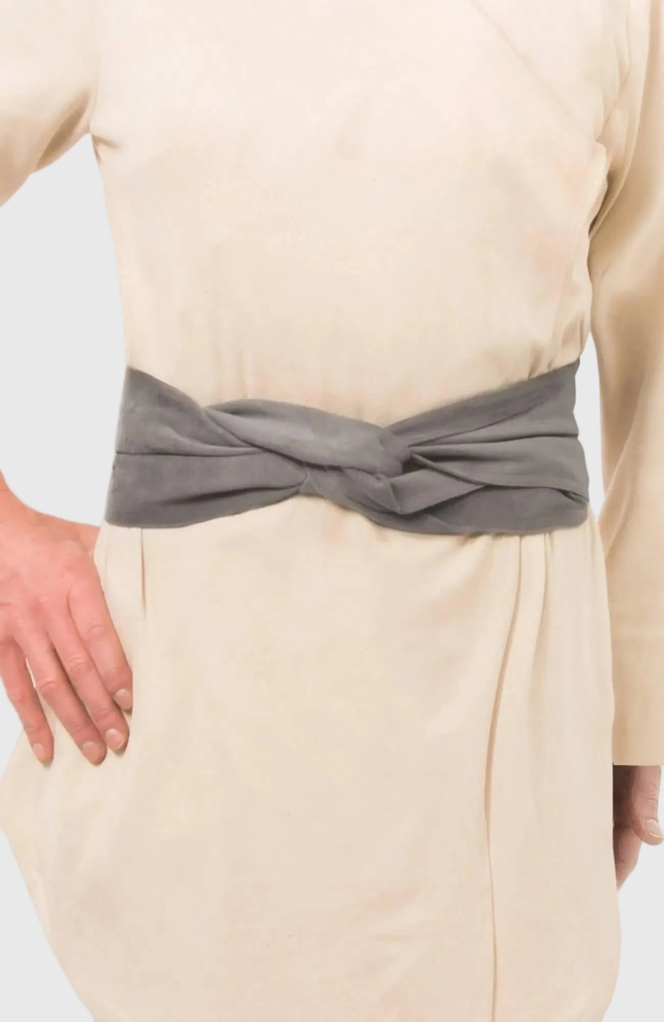 Adjustable Suede Tie Belt Gray One Size