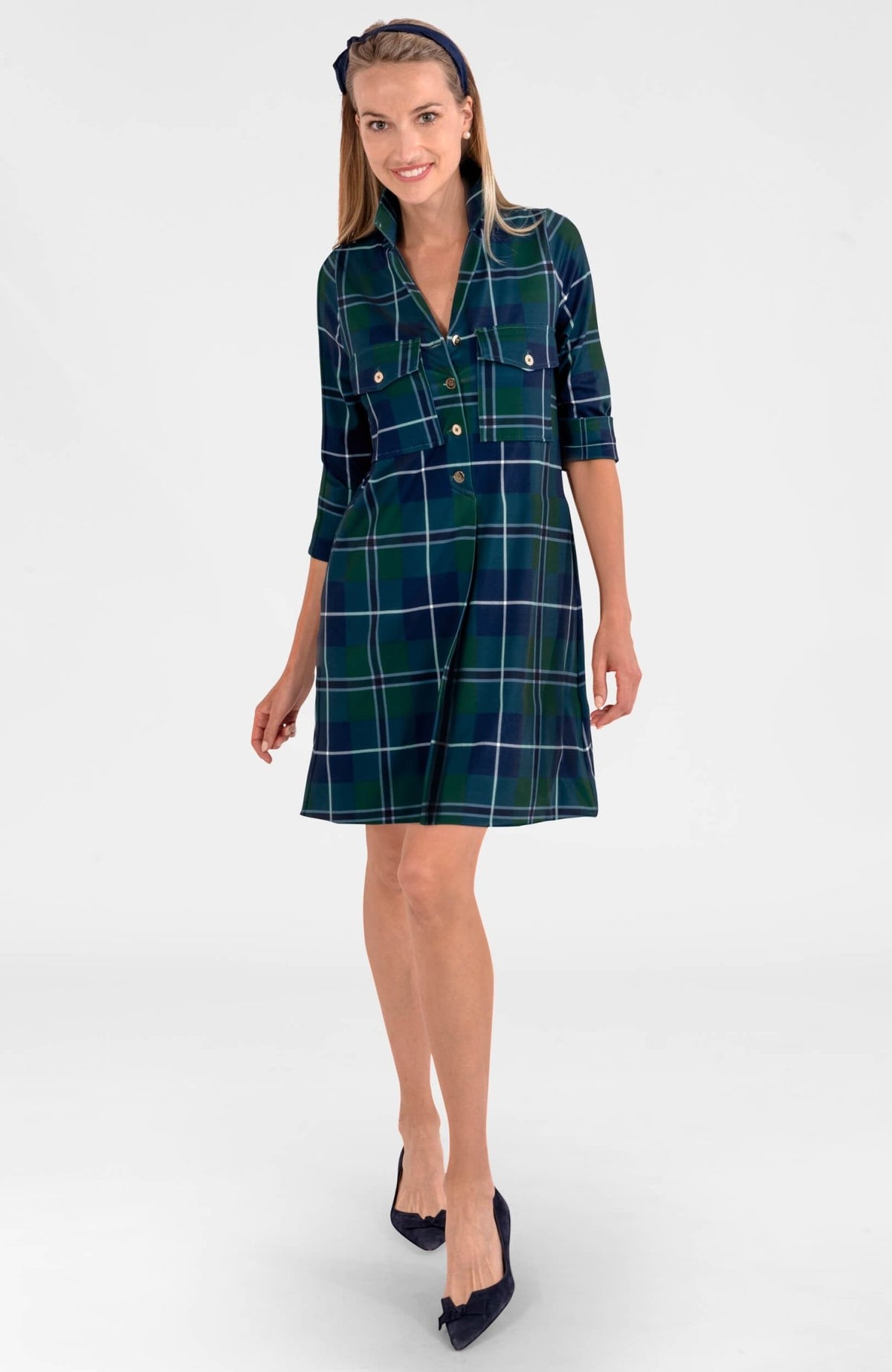 Alli Dress - Melville Tartan Green Multi