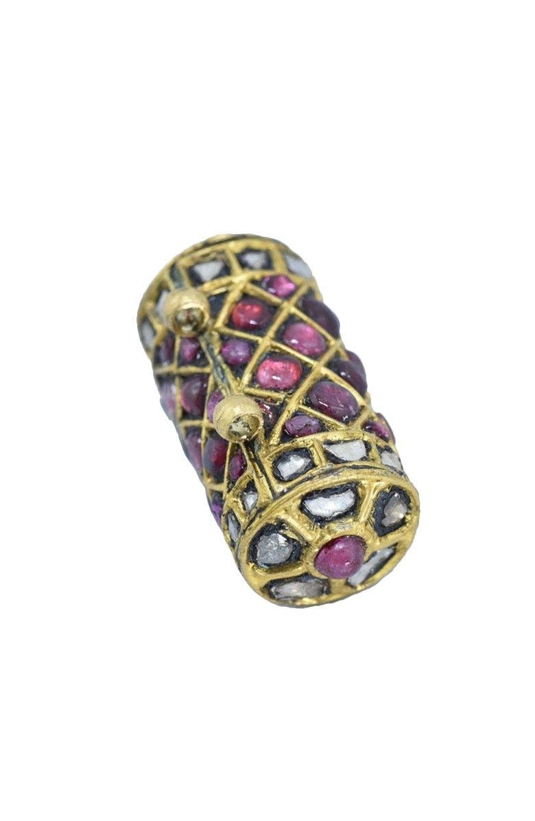 Antique 22K Gold, Ruby, Un- cut Diamond Taviz