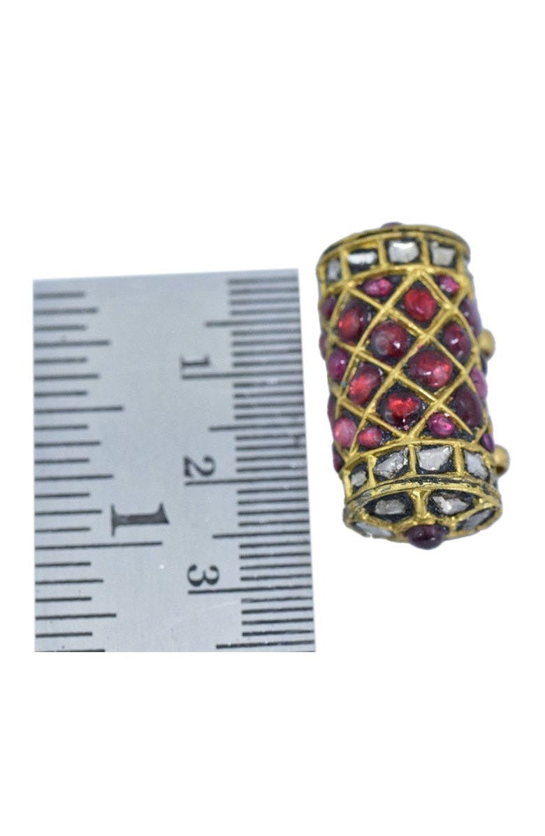 Antique 22K Gold, Ruby, Un- cut Diamond Taviz