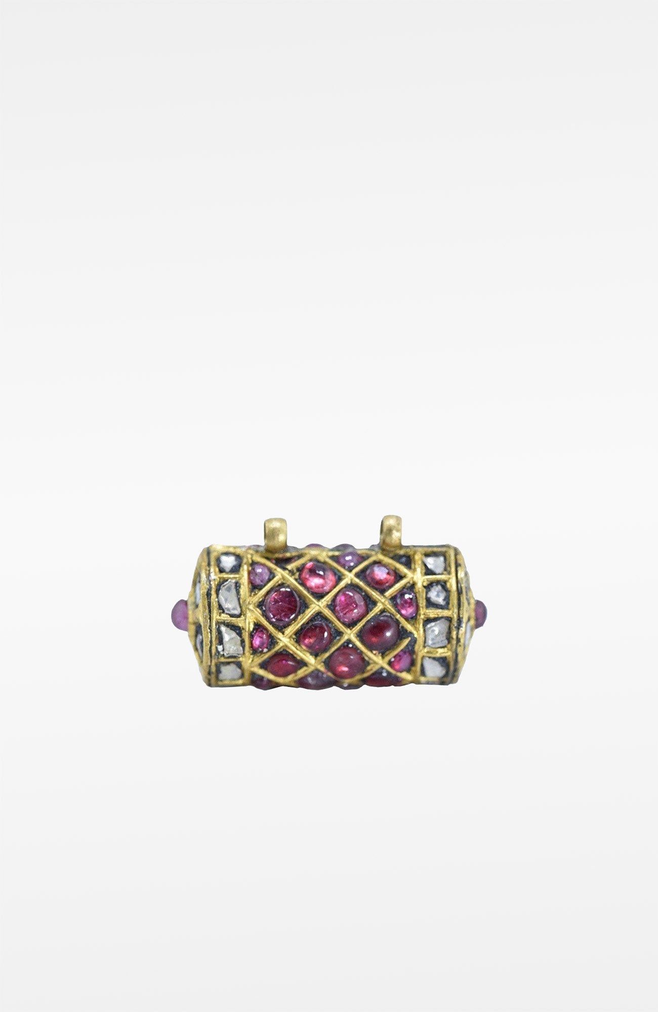 Antique 22K Gold, Ruby, Un- cut Diamond Taviz