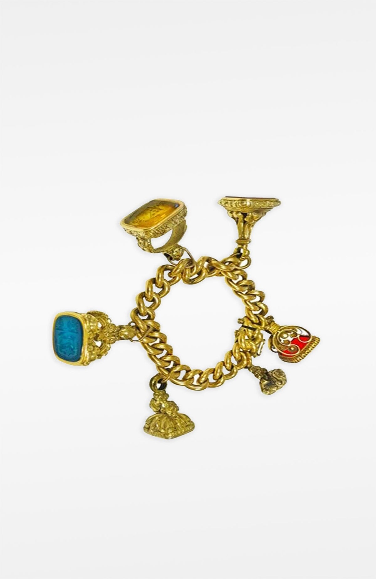 Antique Gold Fob Seal Charm Bracelet