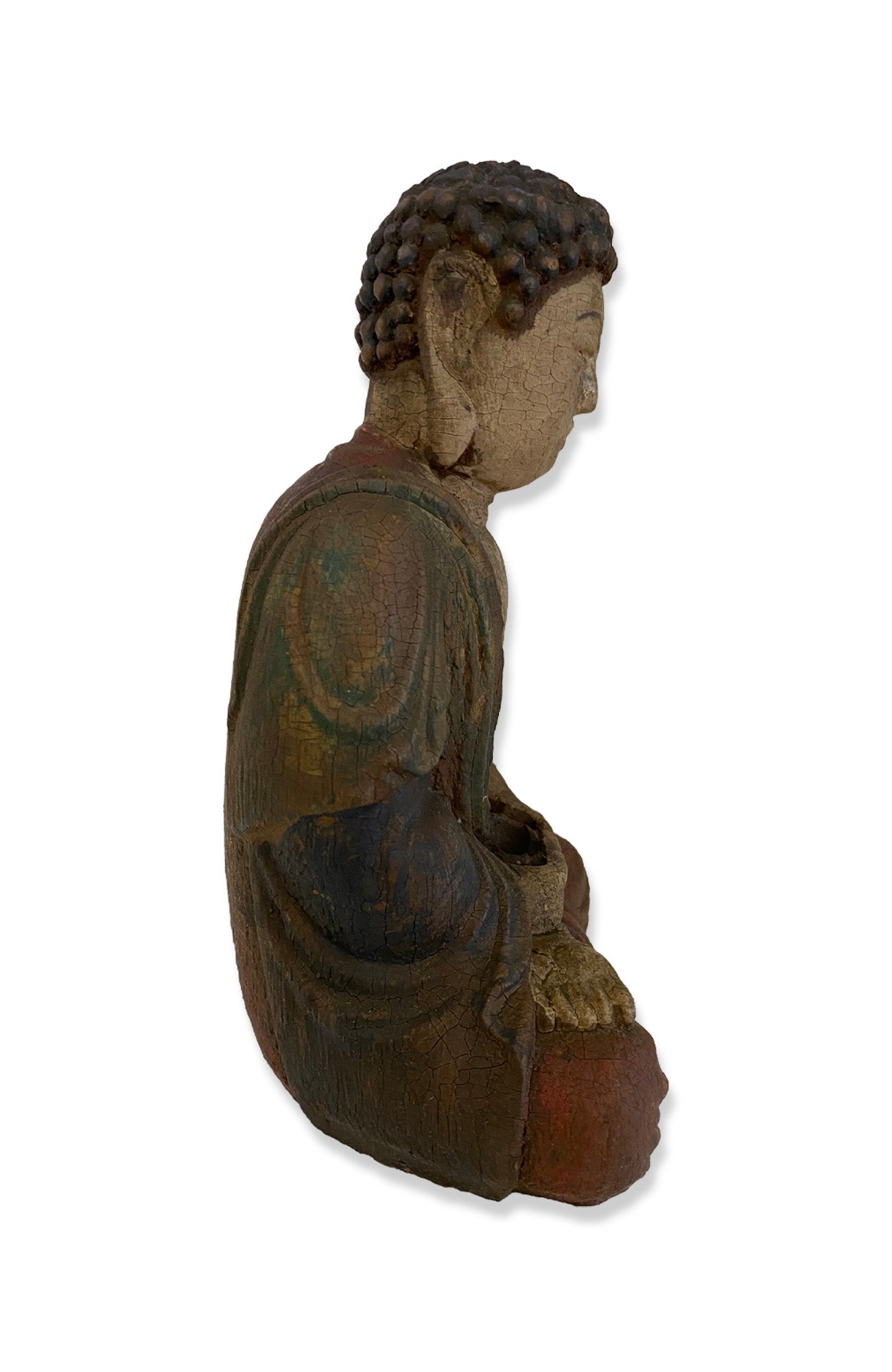 Antique Tibetan Polychrome Wood Carved