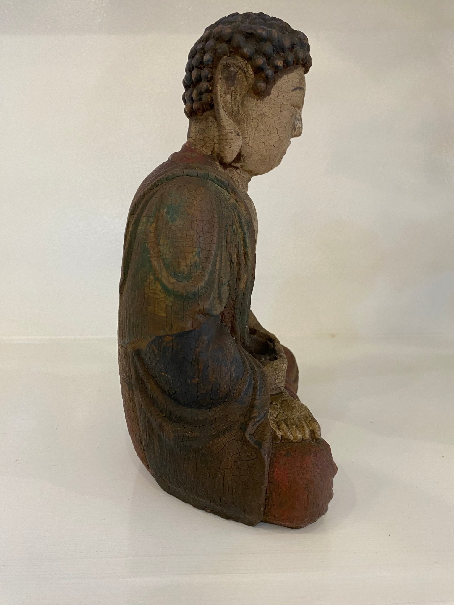 Antique Tibetan Polychrome Wood Carved