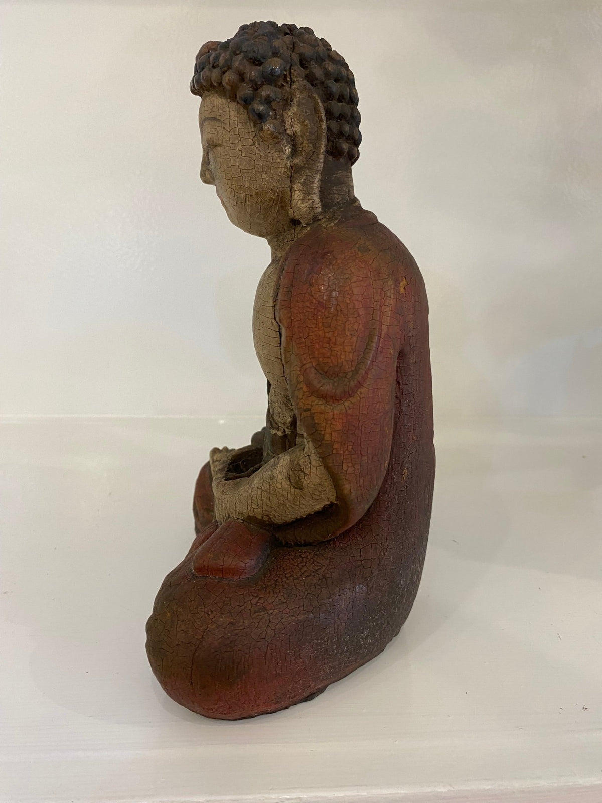 Antique Tibetan Polychrome Wood Carved