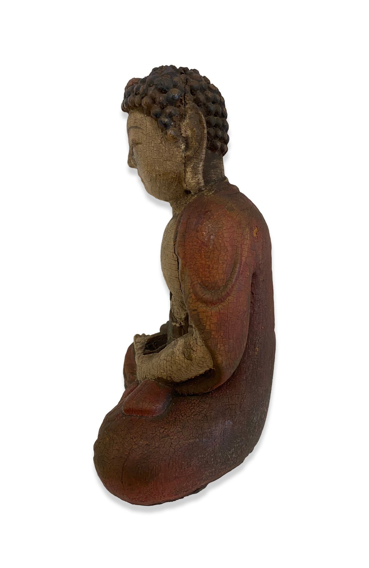 Antique Tibetan Polychrome Wood Carved