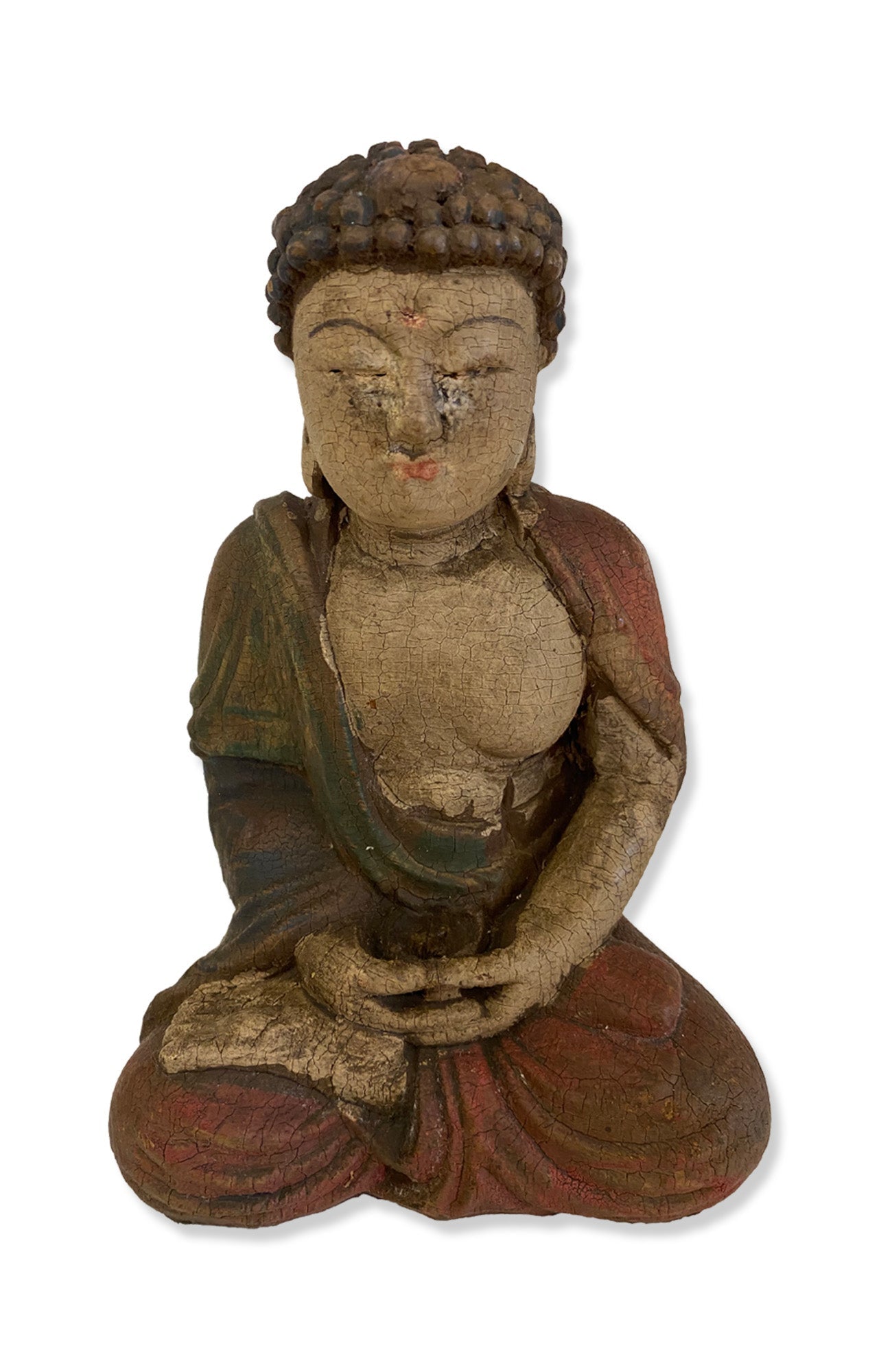Antique Tibetan Polychrome Wood Carved
