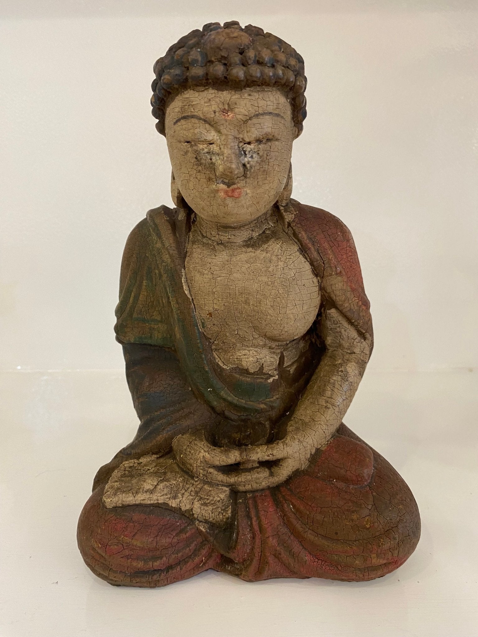 Antique Tibetan Polychrome Wood Carved