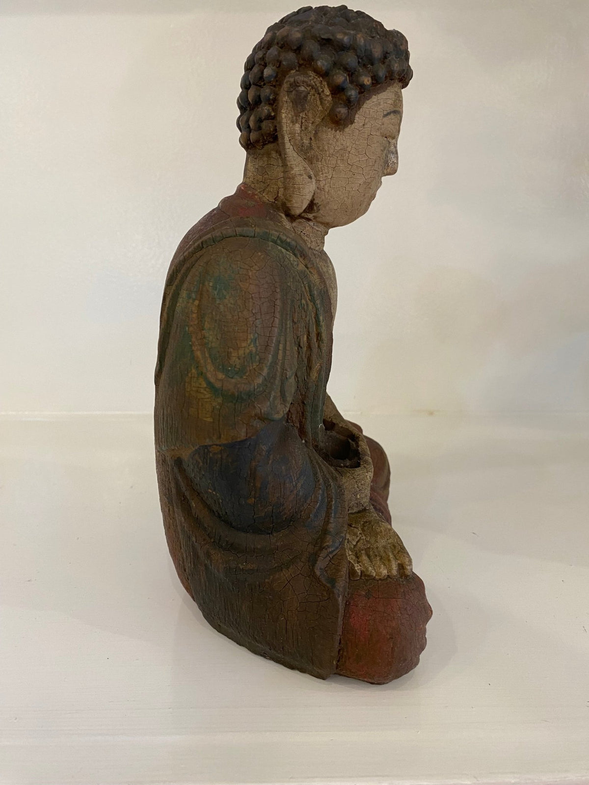 Antique Tibetan Polychrome Wood Carved