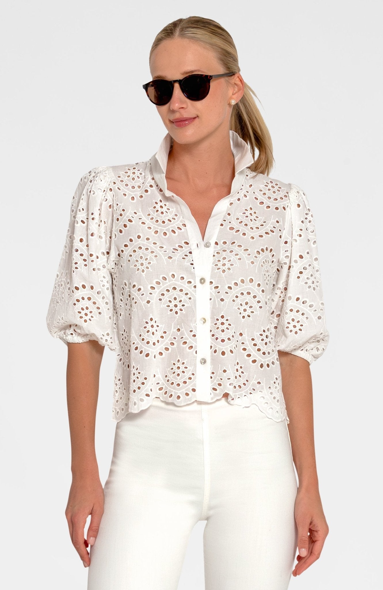 Babs Eyelet Top White