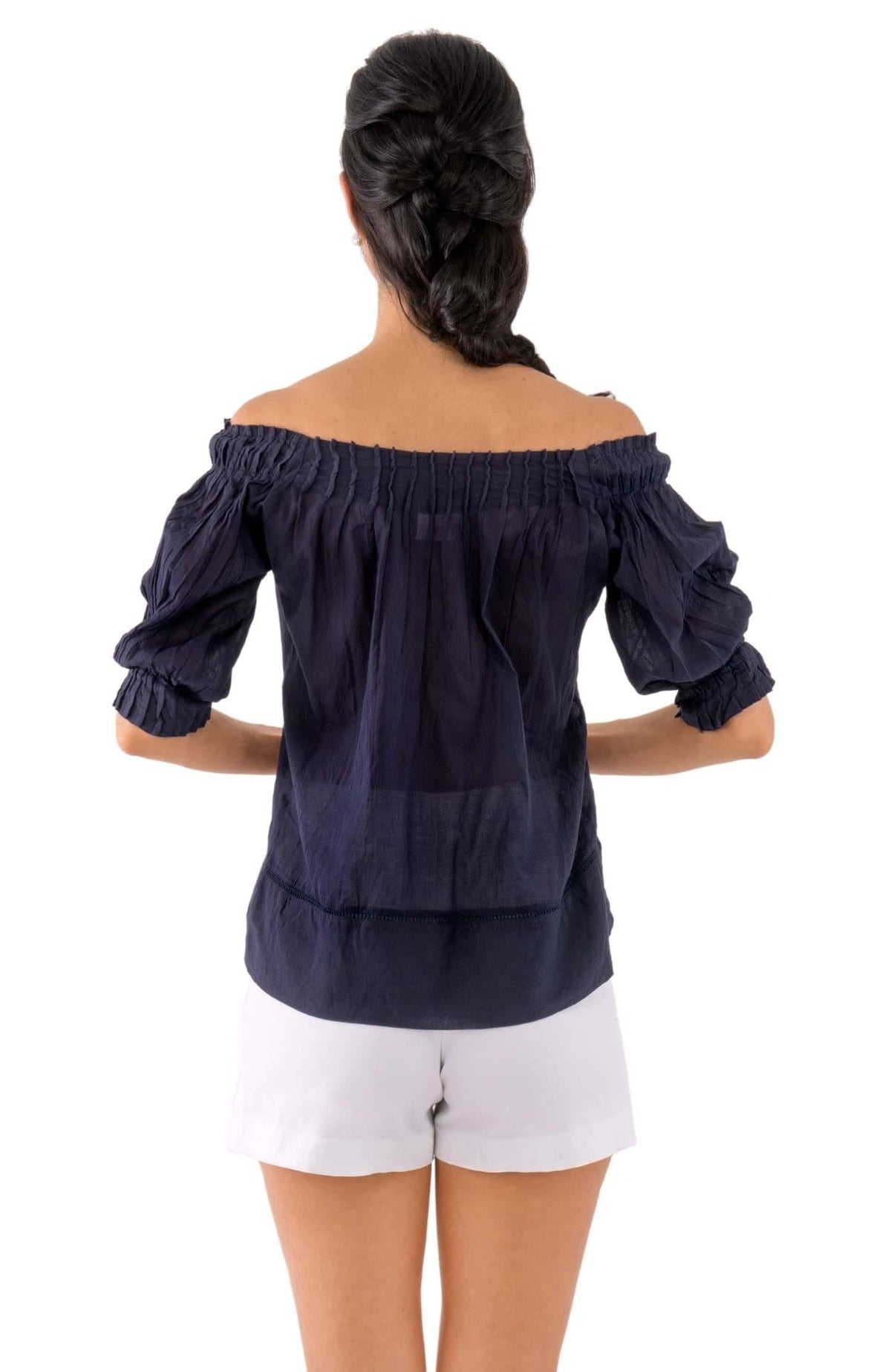 Cotton Pleated Beauty Top - Final Sale Navy