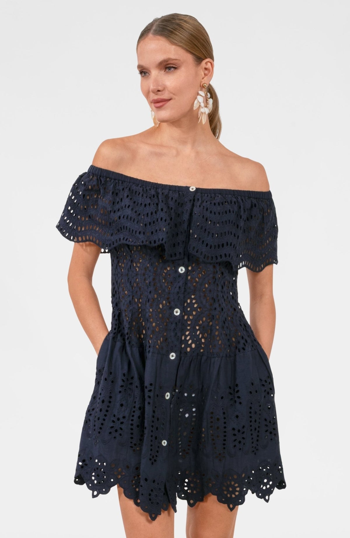 Barely Dress - Eyelet Navy