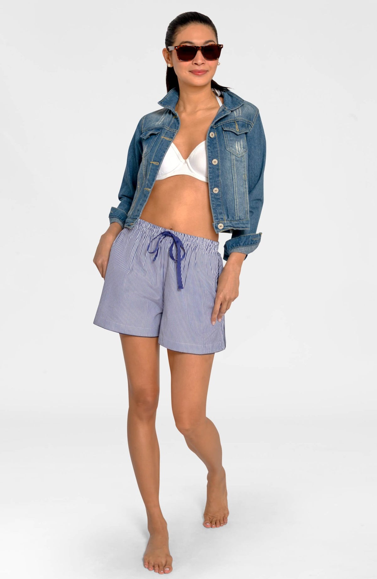 Beachy Shorts - Striped Navy