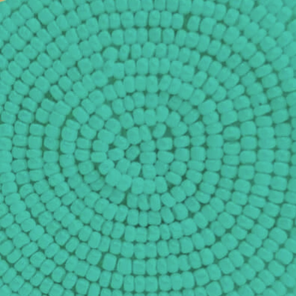 Beaded Circle Clip Earrings - Capetown Aqua