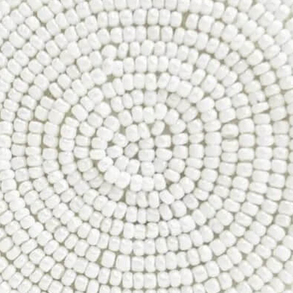 Beaded Circle Clip Earrings - Capetown White