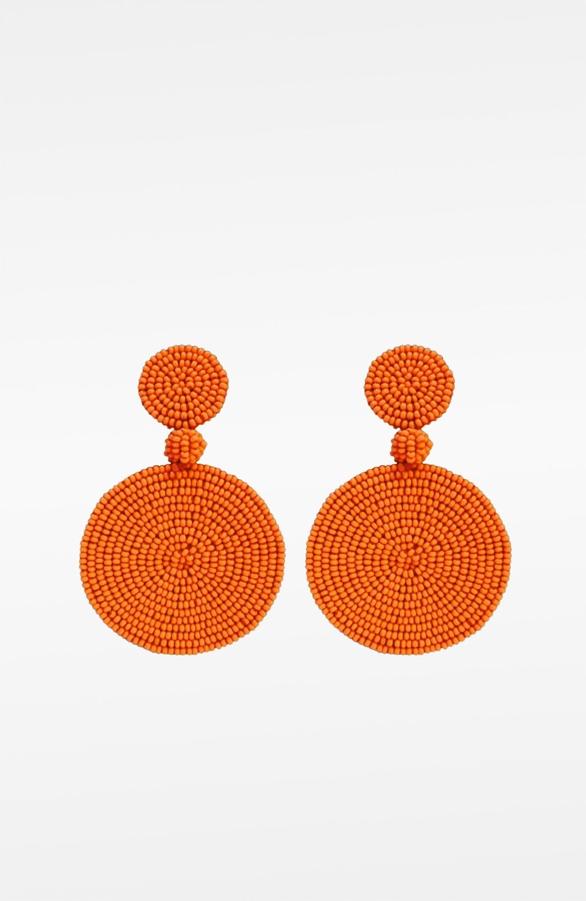 Beaded Circle Clip Earrings - Capetown Orange