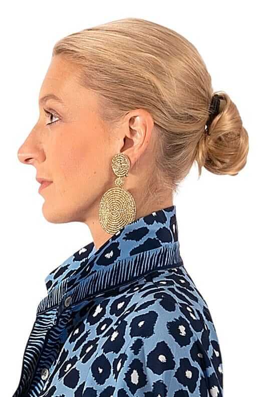 Beaded Circle Clip Earrings - Capetown Gold