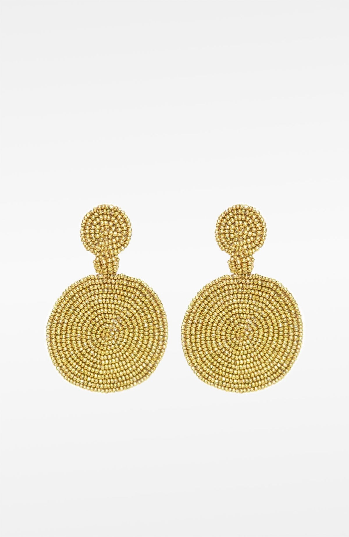 Beaded Circle Clip Earrings - Capetown Gold