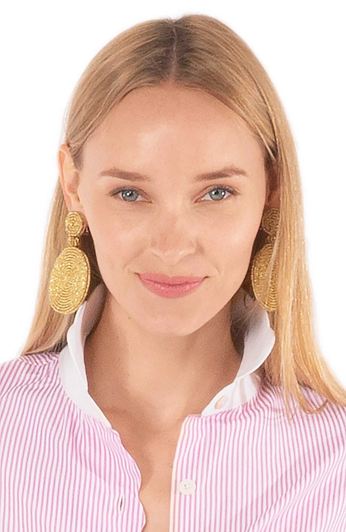 Beaded Circle Clip Earrings - Capetown Gold
