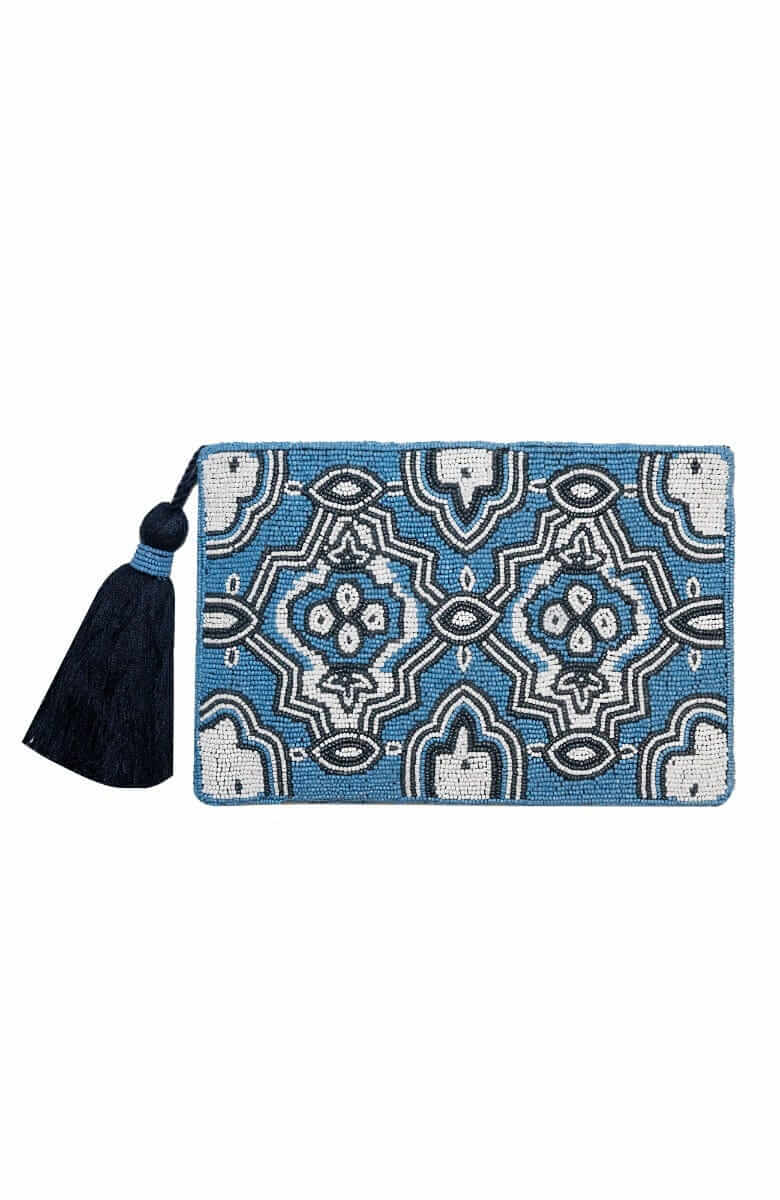 Beaded Clutch - Crest Crush Blues