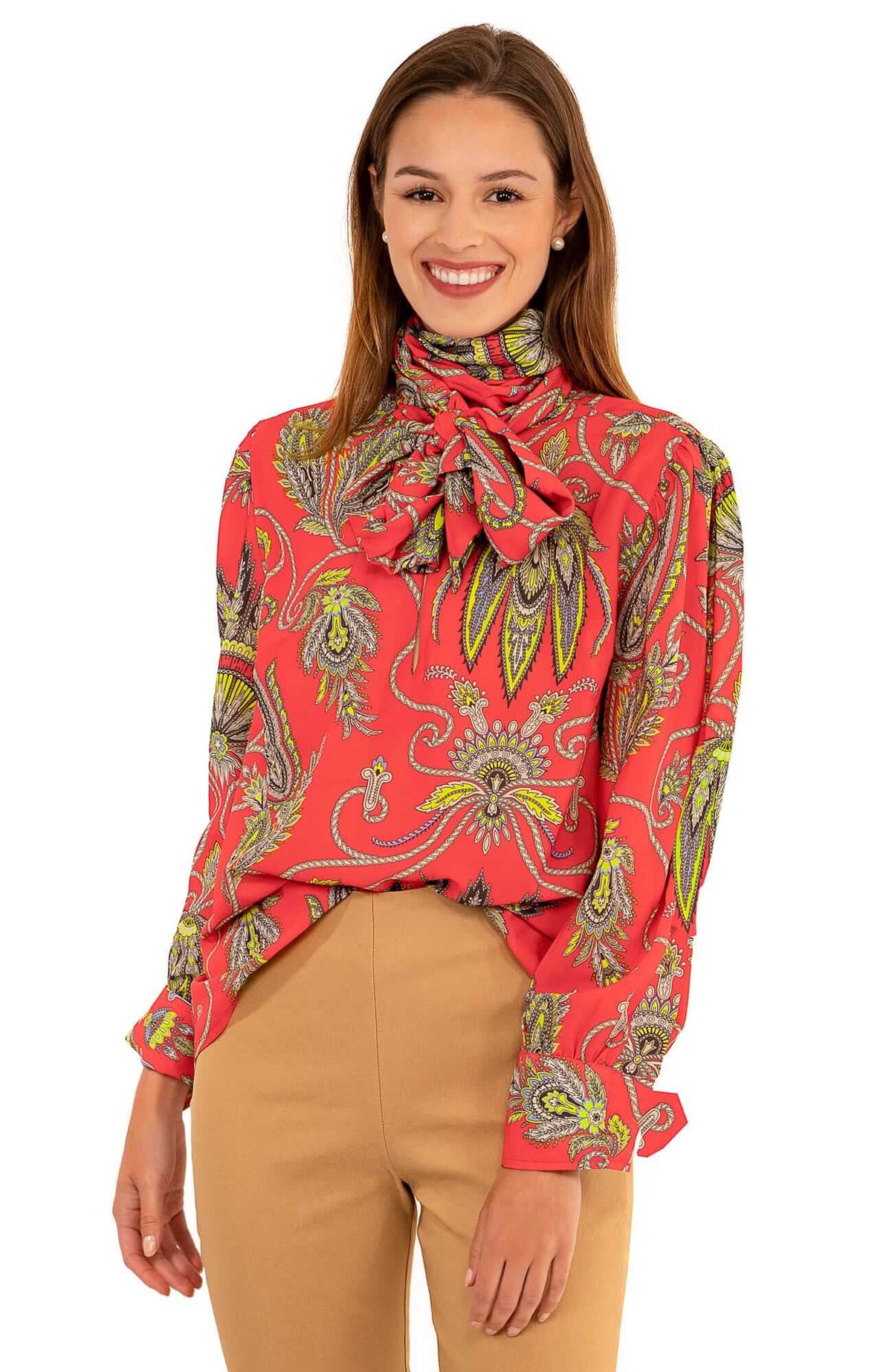 Billow Tie Blouse - Plume - Final Sale Coral