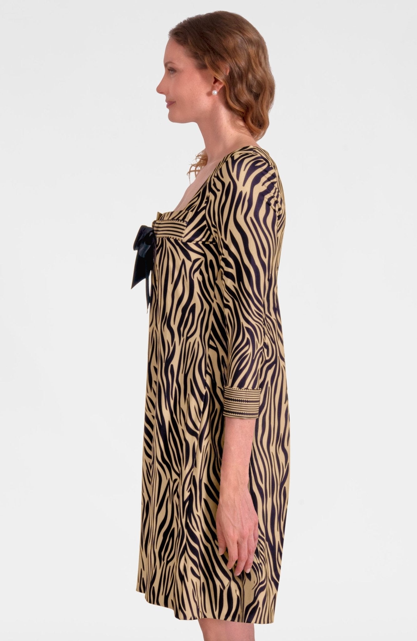 Bowtastic Dress - Animal Instincts Zebra Khaki