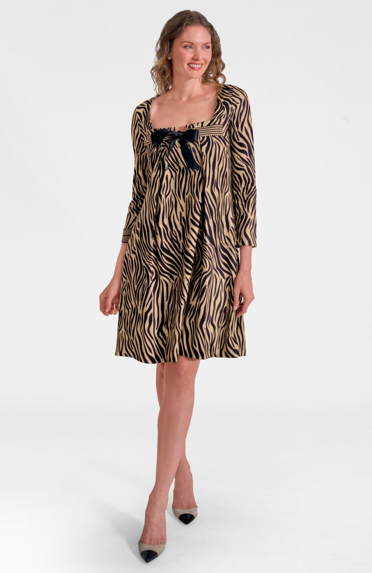 Bowtastic Dress - Animal Instincts Zebra Khaki