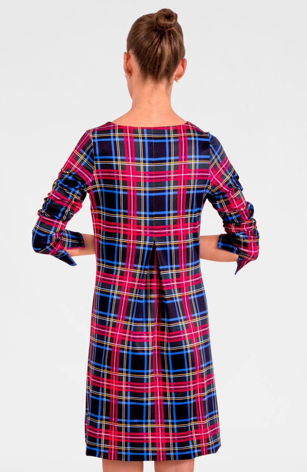 Bowtastic Dress - Stewart Plaid Black Multi