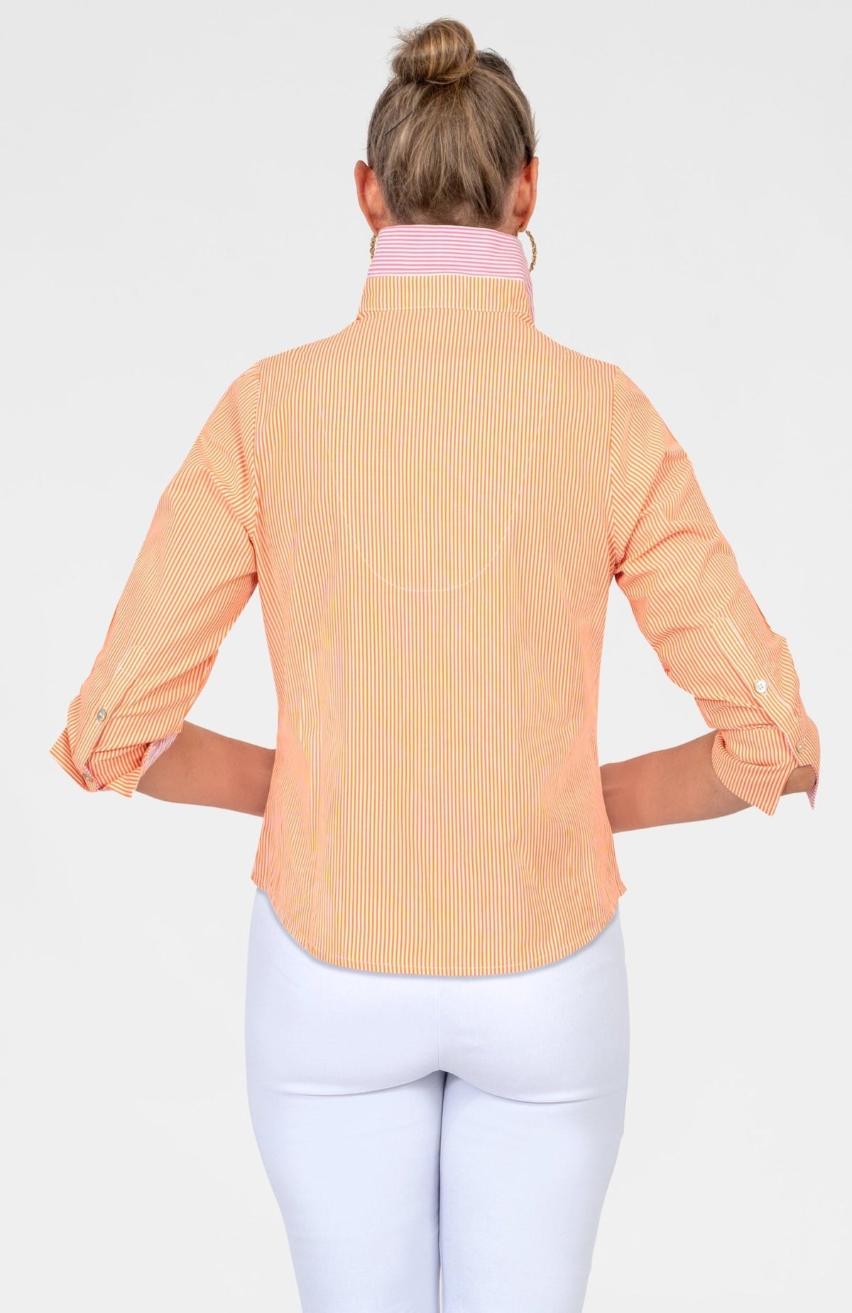 Boyfriend Cotton Shirt - Stripe Orange