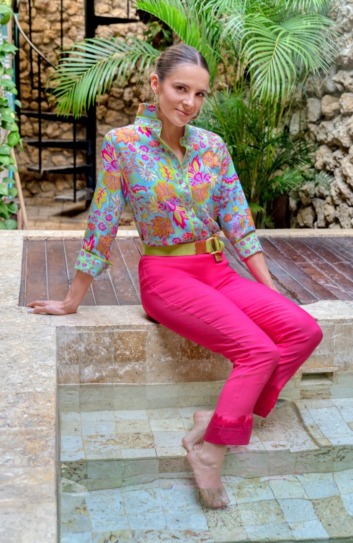 Boyfriend Shirt - Blooming Party Mystic Turq