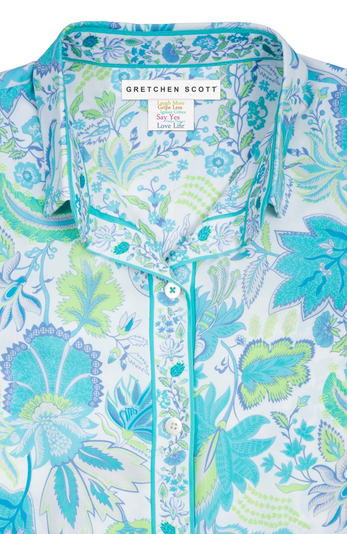 Boyfriend Shirt - Blooming Party Ocean Turq