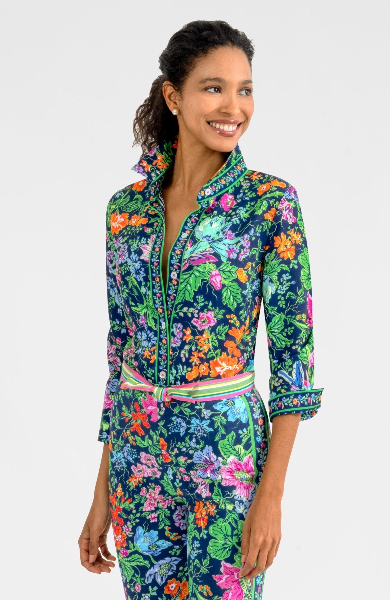 Boyfriend Shirt - English Garden Navy