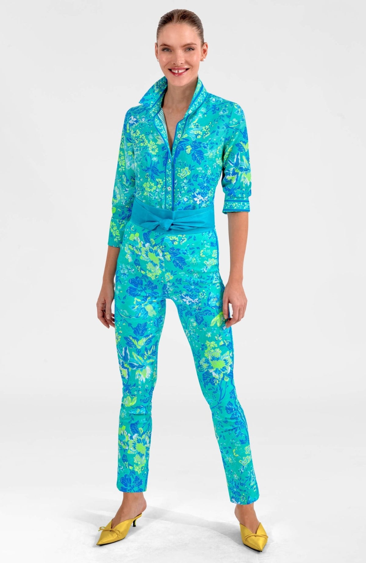 Boyfriend Shirt - English Garden Turquoise