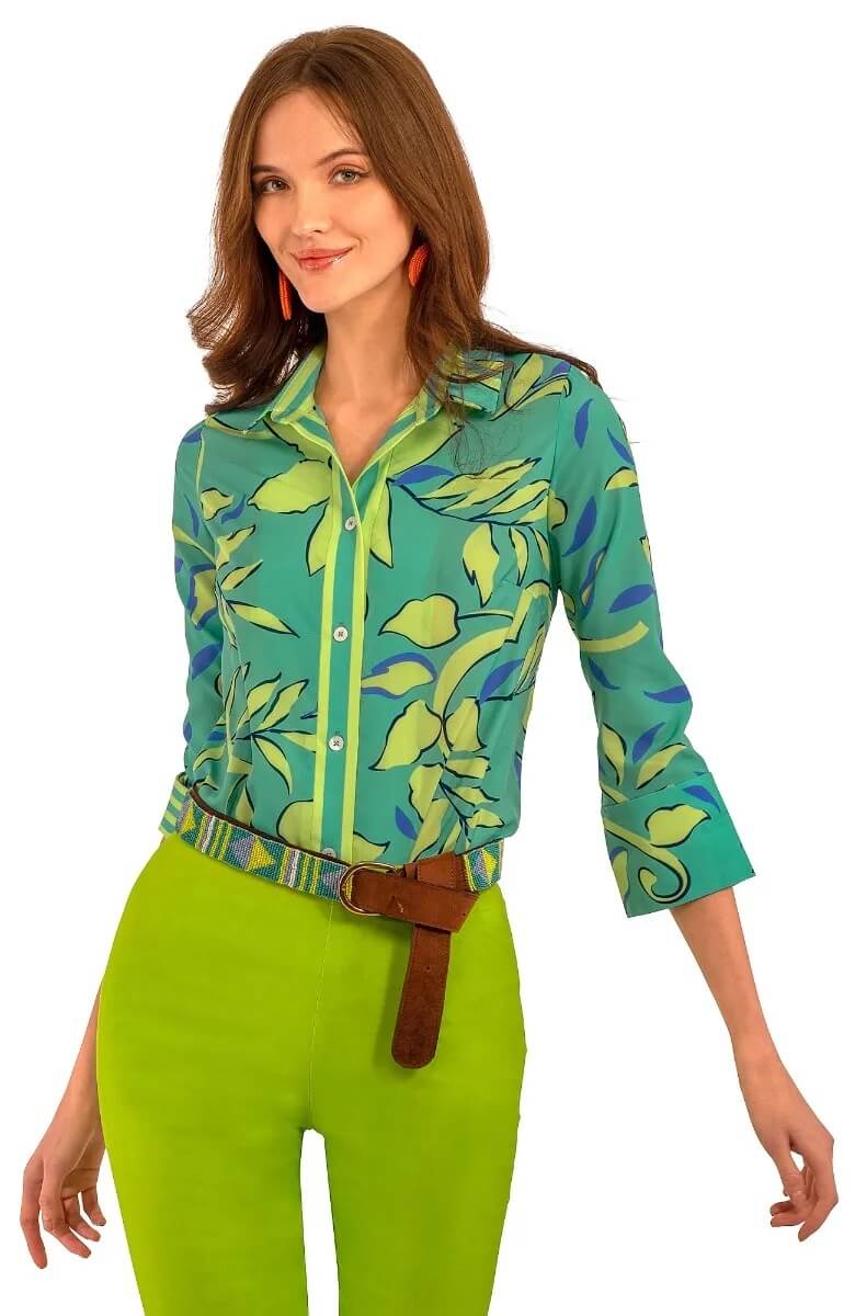 Boyfriend Shirt - Full Bloom - Final Sale Turquoise