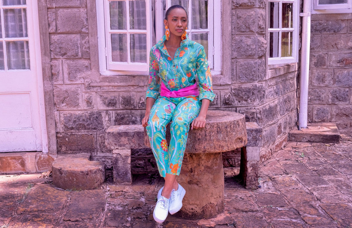 Boyfriend Shirt - Jungle Symphony Turq