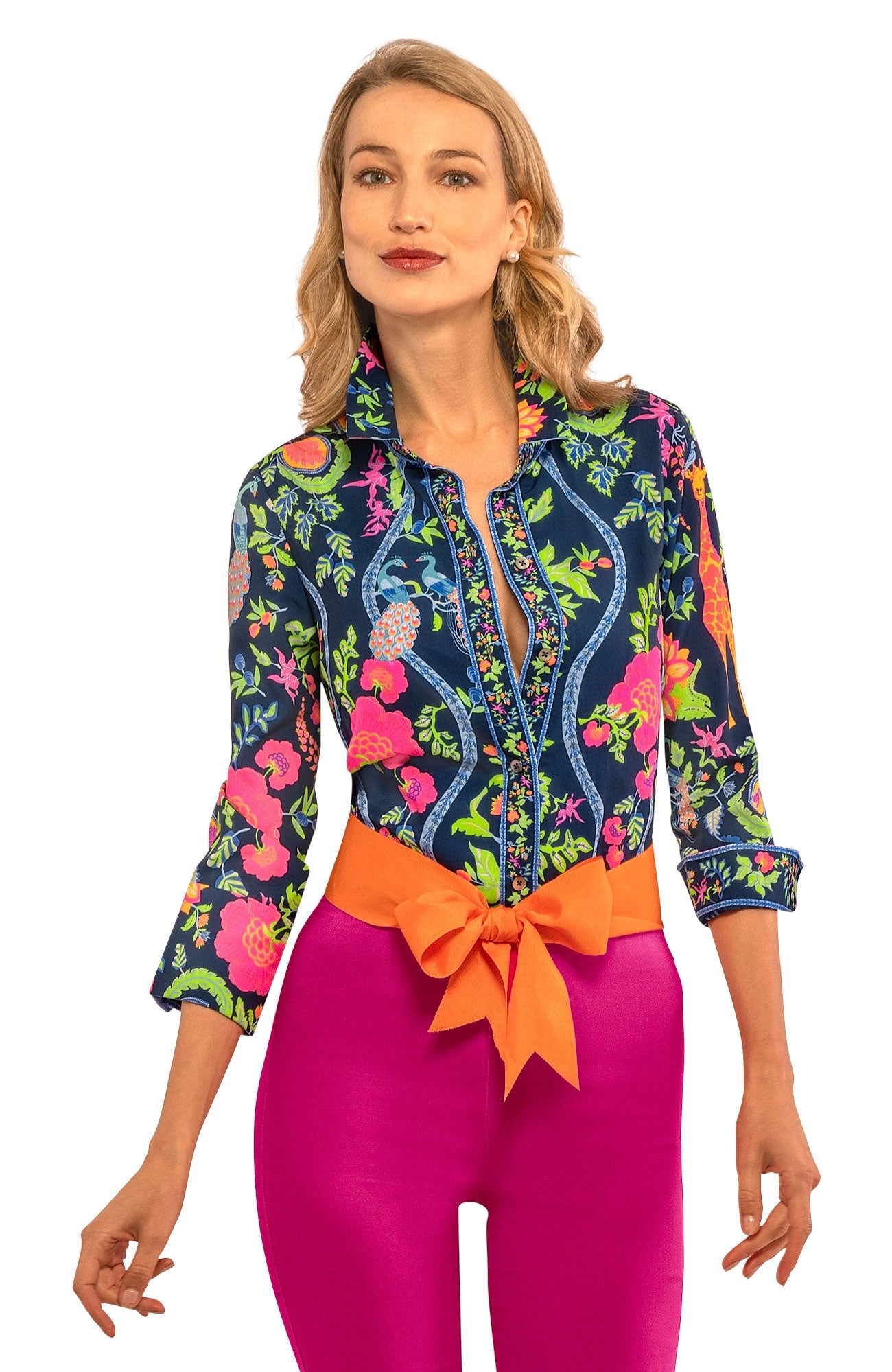 Boyfriend Shirt - Jungle Symphony - Final Sale Navy