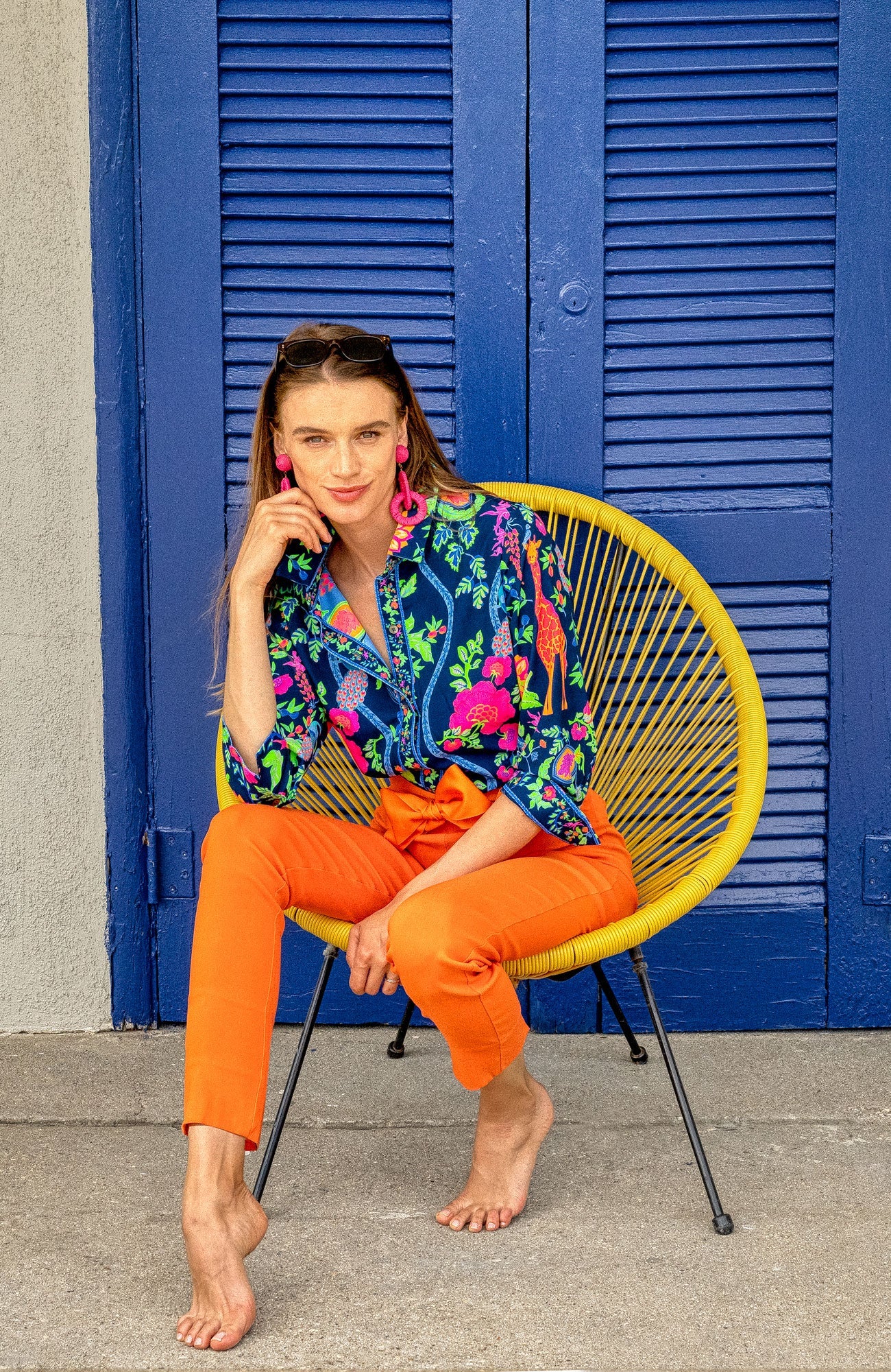Boyfriend Shirt - Jungle Symphony - Final Sale Navy