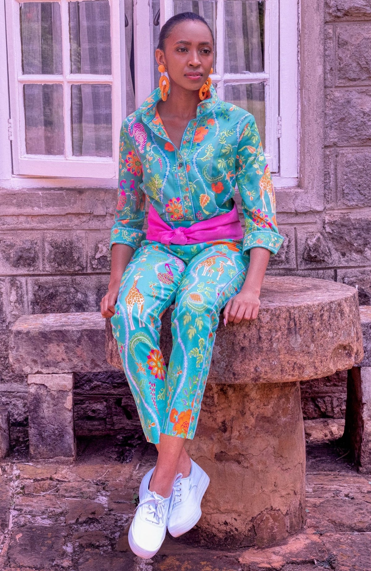 Boyfriend Shirt - Jungle Symphony Turq