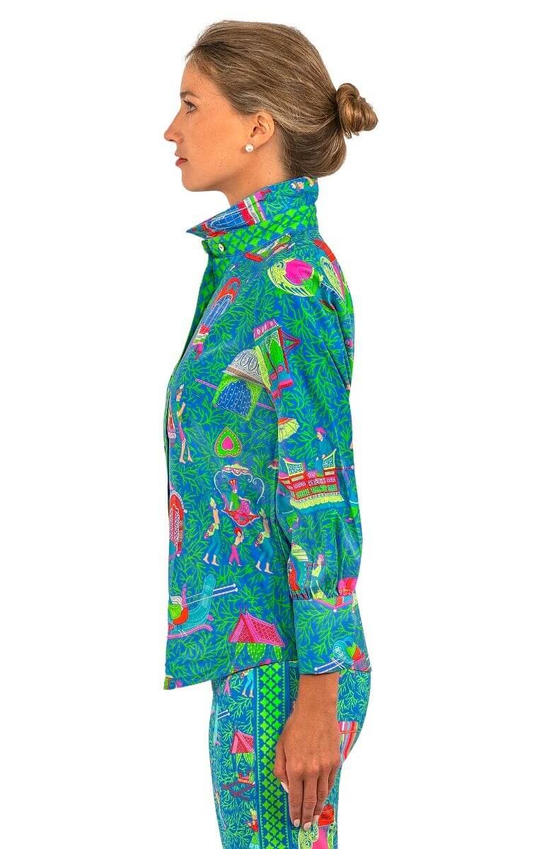 Boyfriend Shirt - Palanquin Party - Final Sale Turquoise