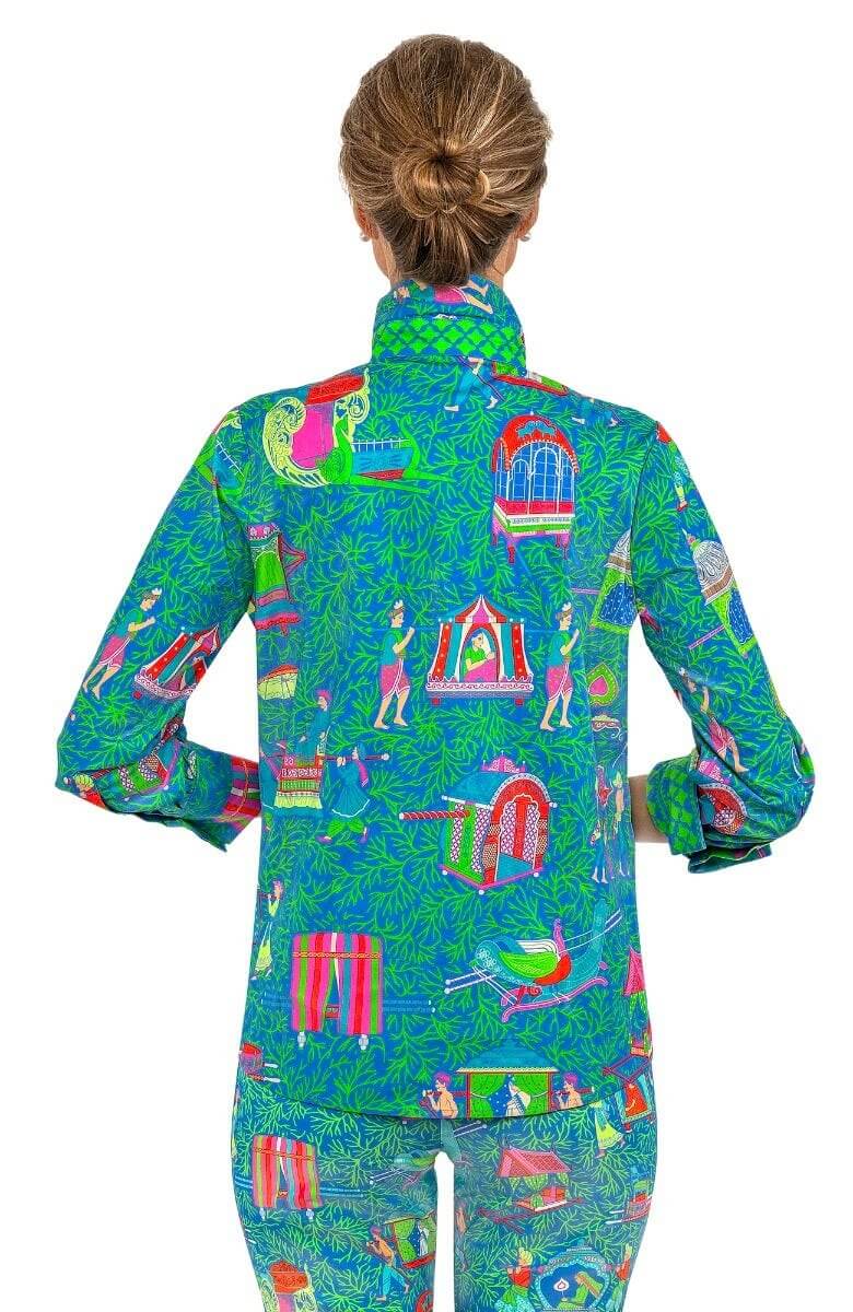 Boyfriend Shirt - Palanquin Party - Final Sale Turquoise