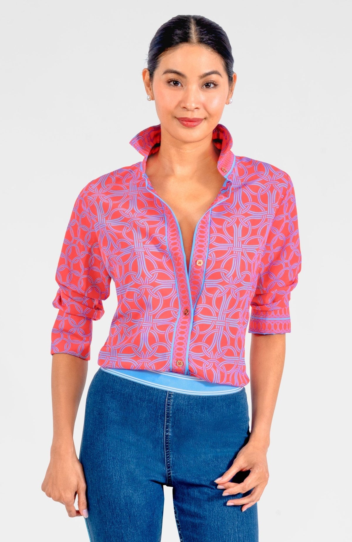 Boyfriend Shirt - Ring Toss Coral