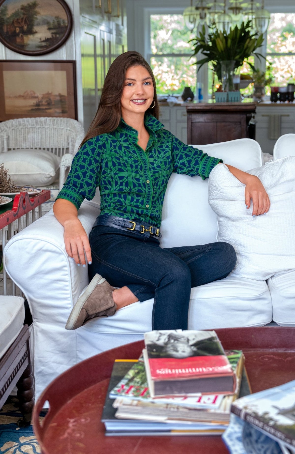 Boyfriend Shirt - Ring Toss Navy Kelly