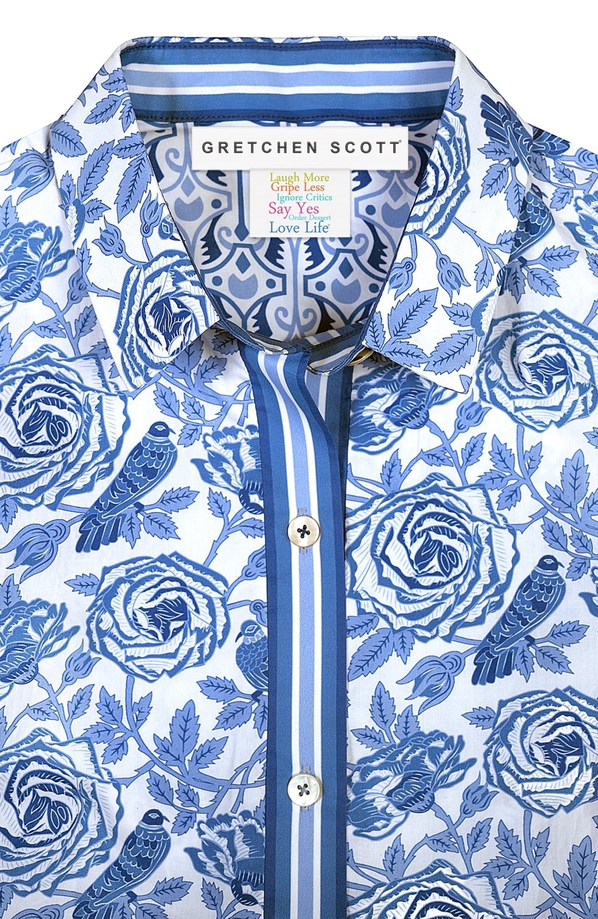 Boyfriend Shirt - Smell The Roses Blues