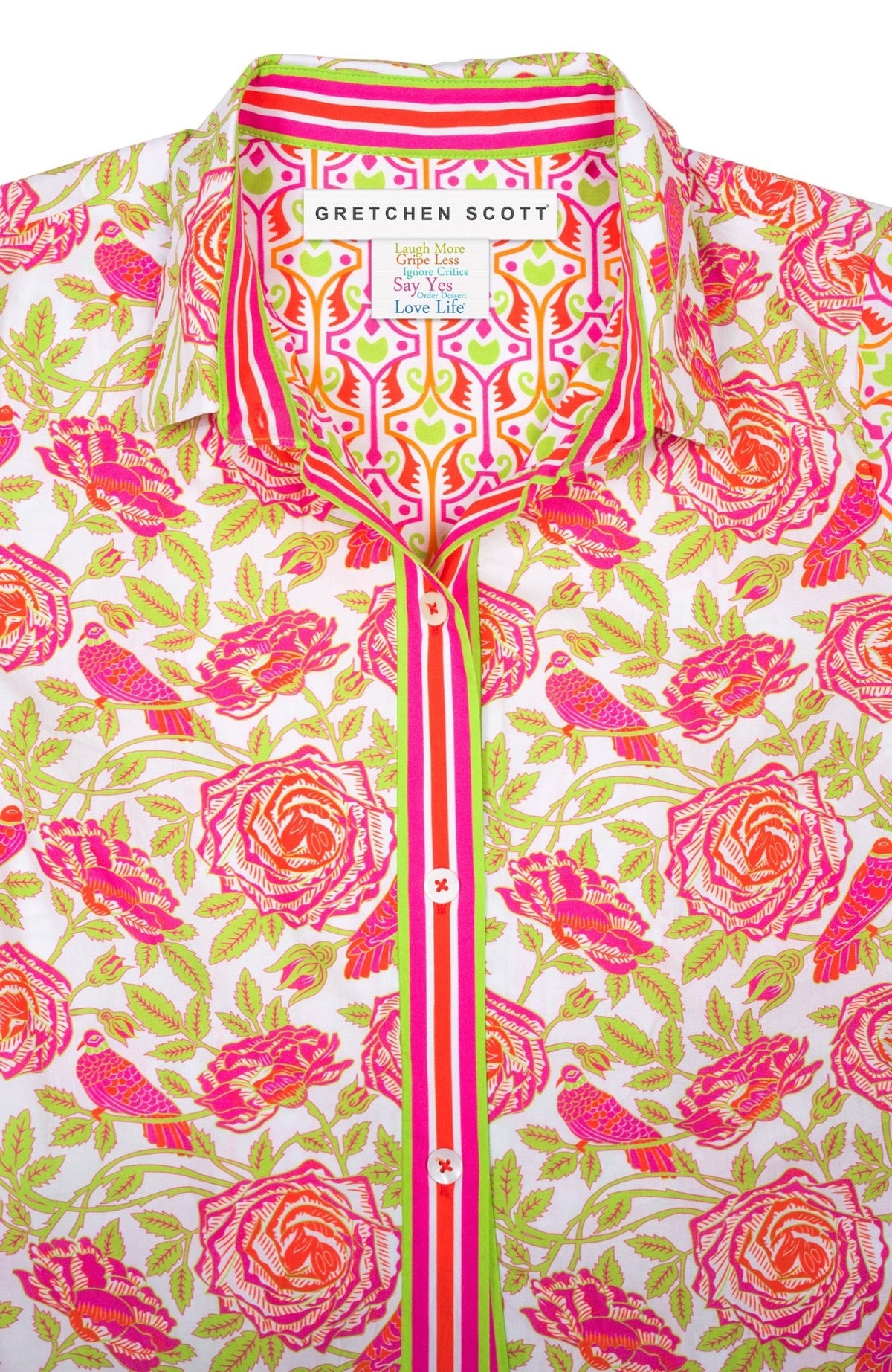 Boyfriend Shirt - Smell The Roses Pink Lime
