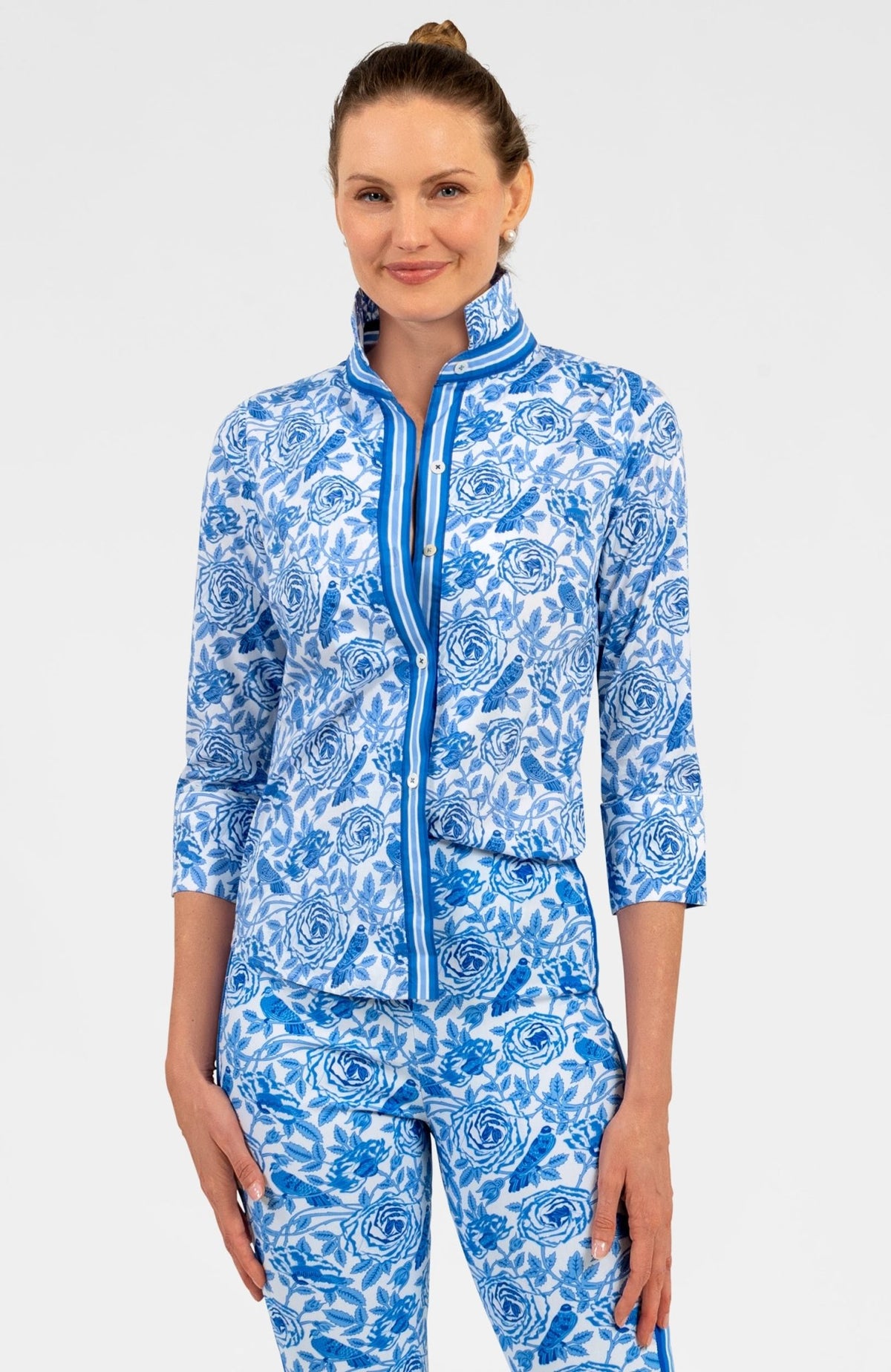 Boyfriend Shirt - Smell The Roses Blues